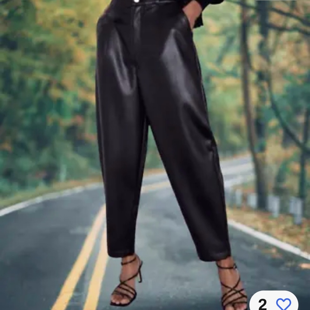 ZARA Oversized Faux Leather Baggy Pants Size 4